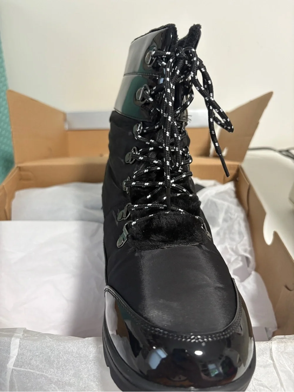 cloudwalkers Black Patent Winter Lace-Up Boots